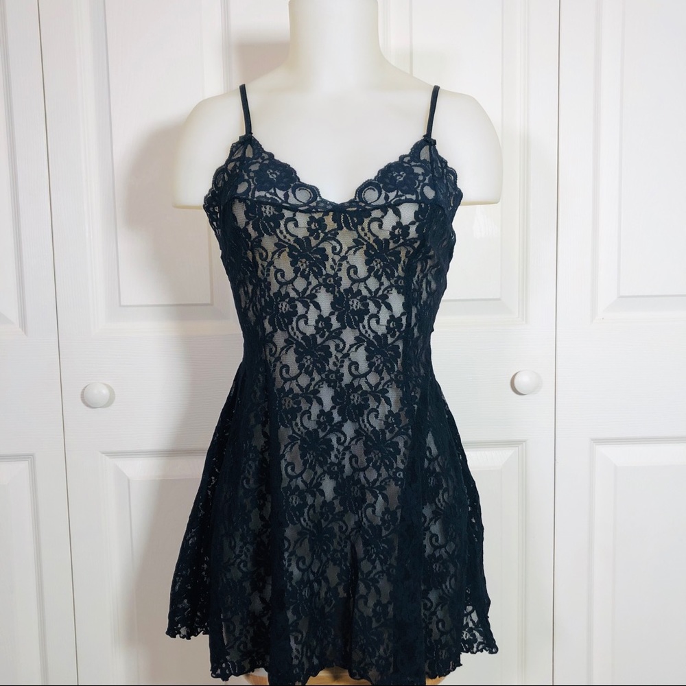 Arianne black lace baby doll lingerie